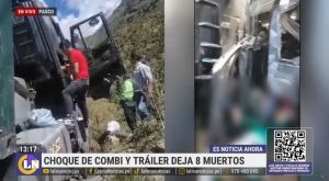 Choque frontal entre tráiler y combi deja 11 muertos en Pasco