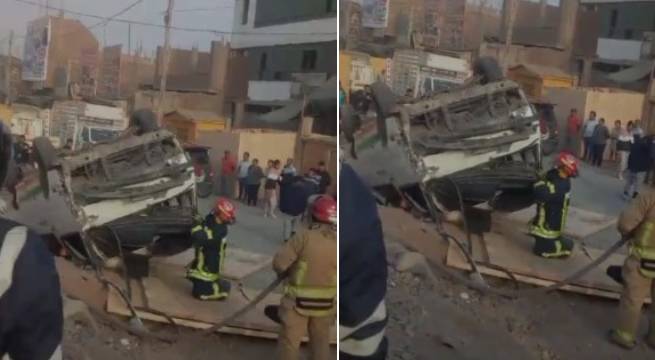 Ate: combi pierde el control en la Carretera Central, se despista y deja 12 heridos | VIDEO