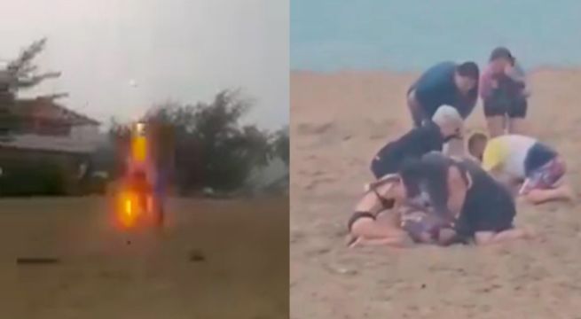 Rayo cae sobre tres niños en una playa de Puerto Rico y quedó registrado | VIDEO