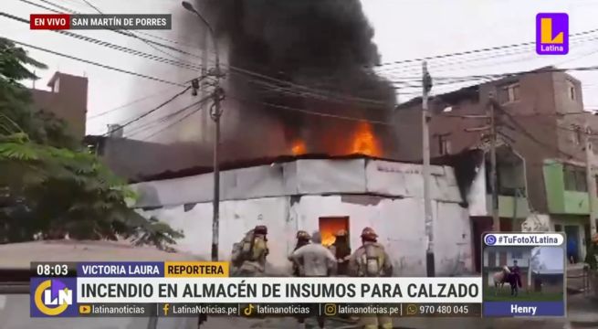San Martín de Porres: reportan feroz incendio en almacén de calzados