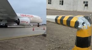 Avión de Iberia choca contra poste de luz en Aeropuerto Internacional de Pisco