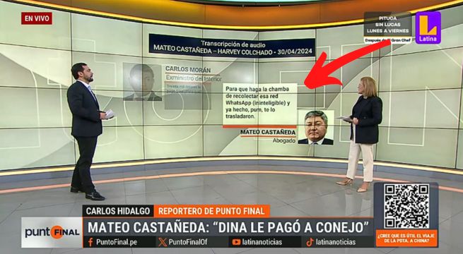 Dina Boluarte pagó 30 mil dólares para crear chat falso contra Patricia Benavides, según Mateo Castañeda