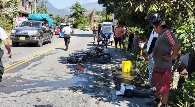 Choque de motos deja 4 heridos en plena Carretera Central