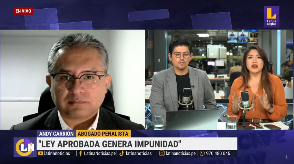Abogado Andy Carrión en BNMN: «Ley que excluye a partidos de responsabilidad penal promueve la impunidad»