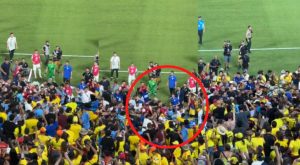 Jugadores uruguayos subieron a la tribuna para pelearse con hinchas colombianos [VIDEO]