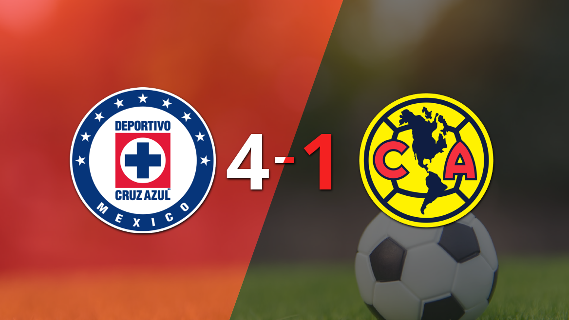 Cruz Azul lo dio vuelta y le ganó el Clásico Joven a Club América por 4 a 1