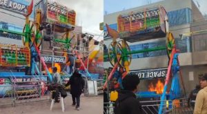 Juego mecánico se incendia durante una feria en Juliaca [VIDEO]