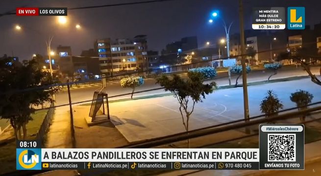 Los Olivos: falsos barristas se enfrentan a balazos en parque | VIDEO