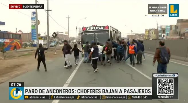 Paro de «El Anconero»: choferes bajan a pasajeros en protesta contra extorsiones