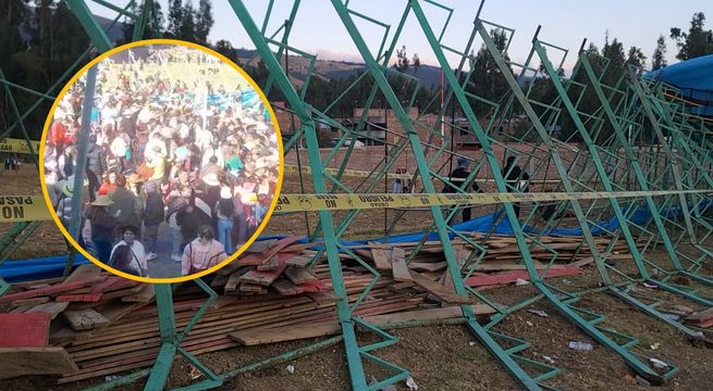 Palco con al menos 300 personas se desploma en festividad de la Virgen del Cocharcas