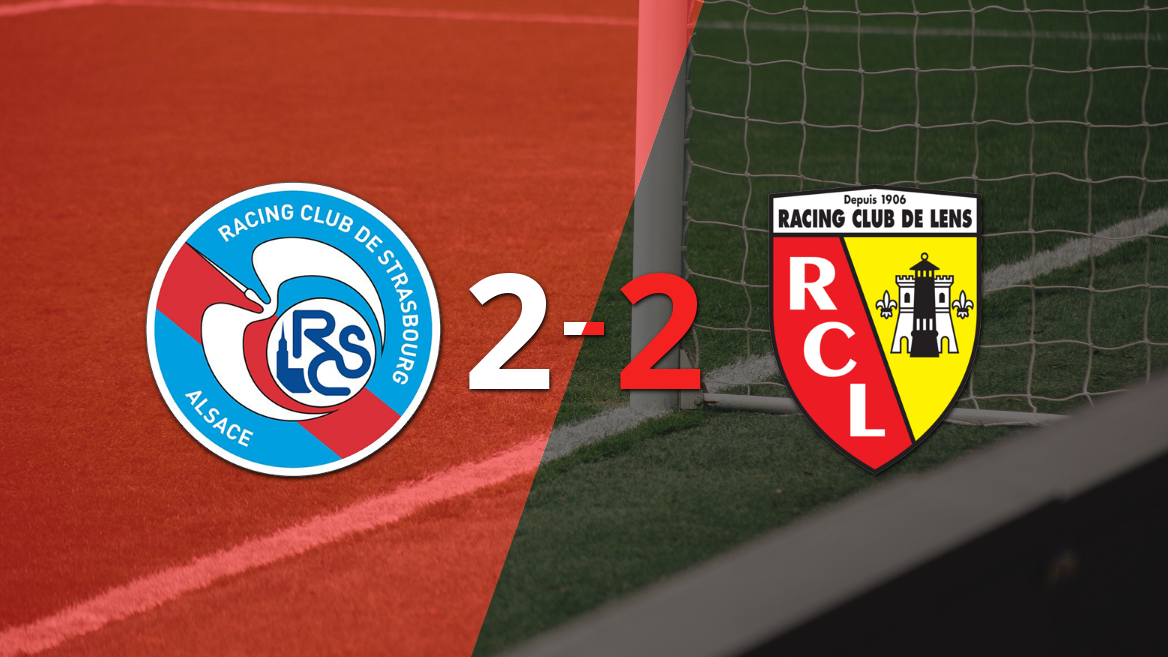 En un emocionante partido, RC Strasbourg y Lens empataron 2-2