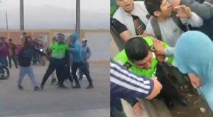 Policía recibe brutal agresión por turba que bloqueó la Panamericana Norte