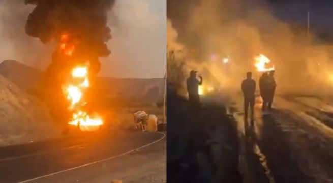 Auto con cinco personas a bordo termina en llamas tras accidente de tráiler | VIDEO