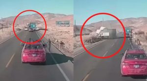 Chofer imprudente de minivan invade carril contrario y choca con trailer [VIDEO]