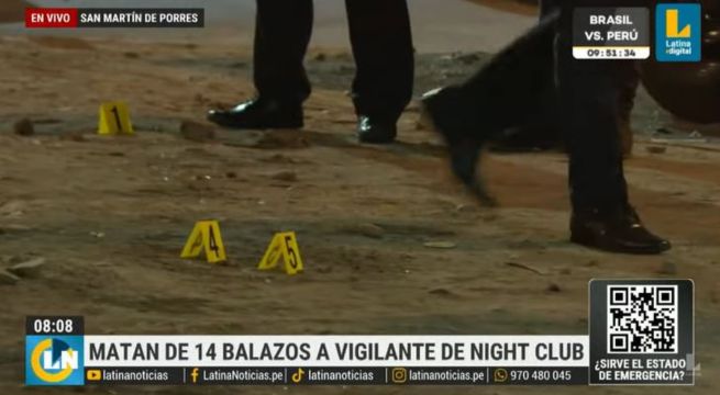 Vigilante de night club es asesinado de 14 balazos en San Martín de Porres