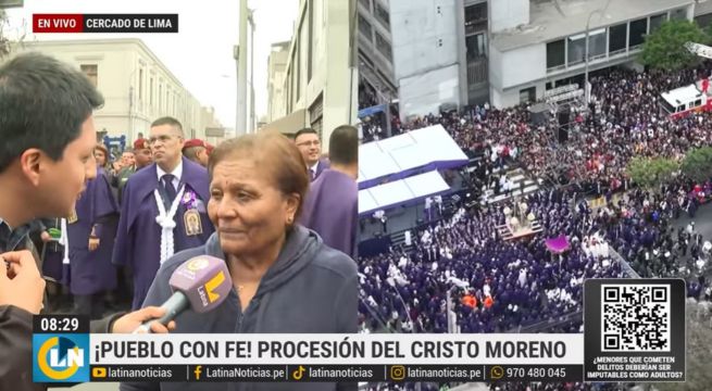 Doña Peta es captada en procesión y revela pedido que hizo al Señor de Los Milagros