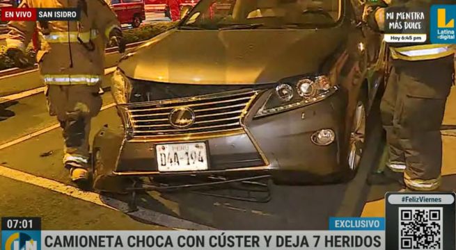 Choque entre cúster y camioneta deja 7 heridos en San Isidro