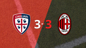 Con doblete de Rafael Leão, Milan empató con Cagliari 3-3