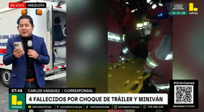 Choque entre minivan y tráiler deja 14 heridos y 4 fallecidos