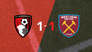 Bournemouth empató 1-1 contra West Ham United sobre el final del partido