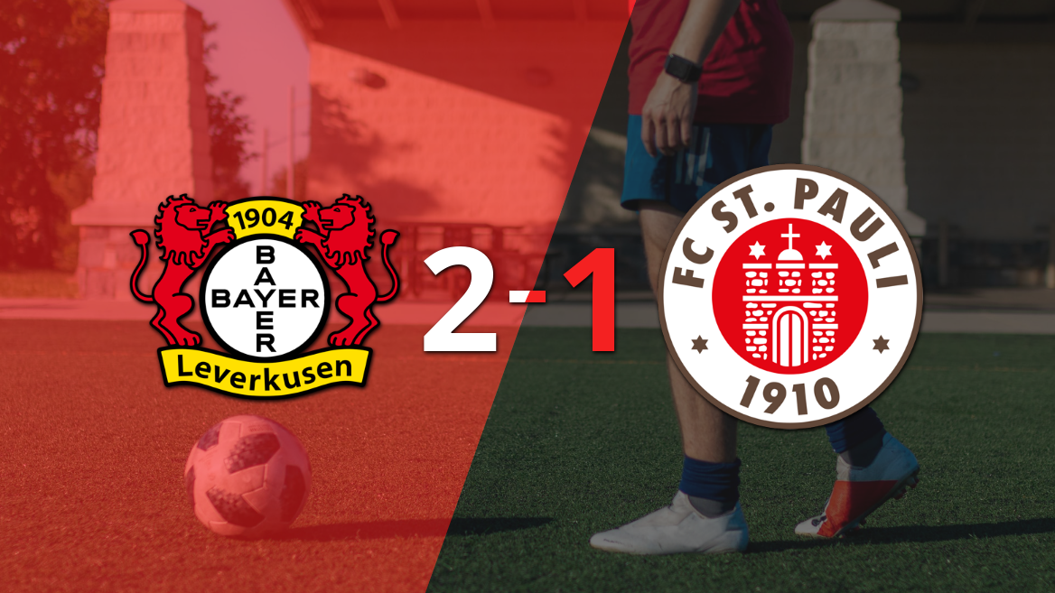 Con la mínima diferencia, Bayer Leverkusen venció a FC St. Pauli por 2 a 1