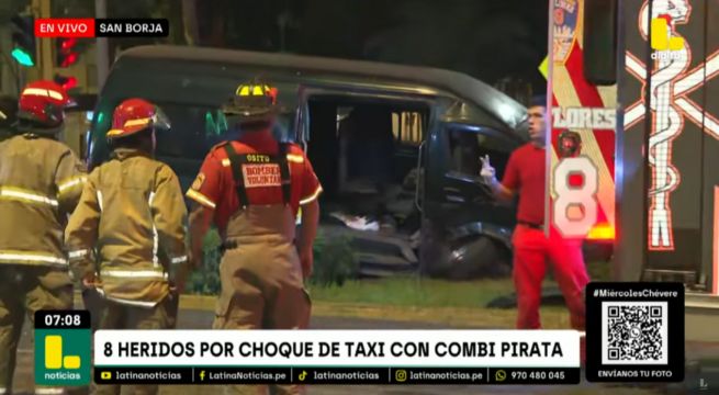 Combi pirata con más de 12 mil soles en multas chocó contra taxi y dejó varios heridos [VIDEO]