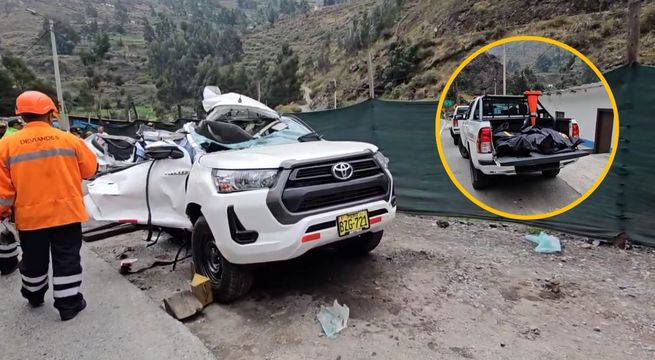 Roca cae sobre camioneta y mata a dos personas en la Carretera Central [VIDEO]