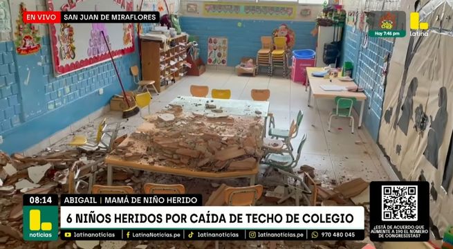 San Juan de Miraflores: colapso de techo en colegio deja seis menores heridos