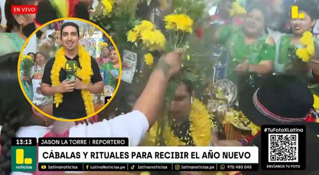 Reportero de Latina recibe baño de florecimiento en VIVO y esta fue su singular reacción