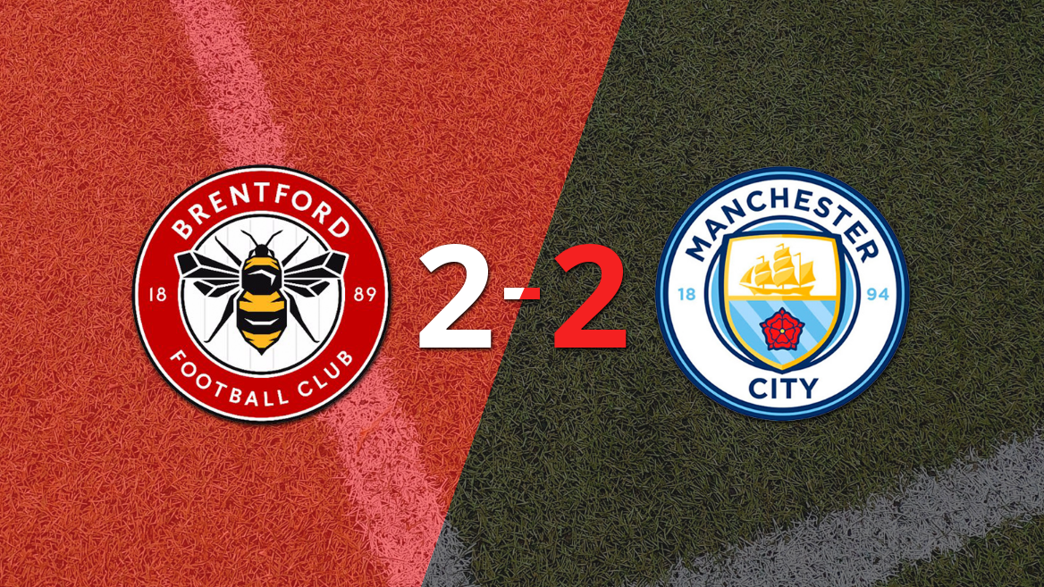 Con doblete de Phil Foden, Manchester City empató con Brentford 2-2