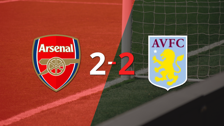 Arsenal y Aston Villa igualaron por 2 en un vibrante partido