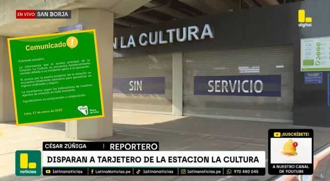 Línea 1 del Metro de Lima se pronuncia tras balacera ocurrida en estación La Cultura