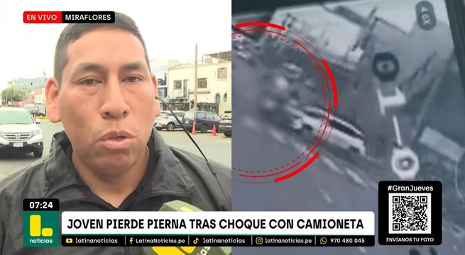 Miraflores: joven pierde la pierna tras ser atropellado por camioneta