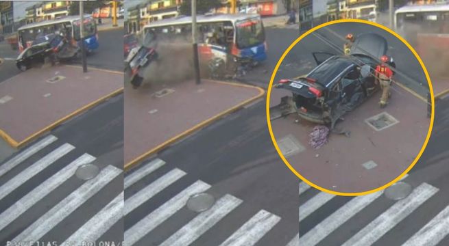 Bus impacta contra camioneta en Miraflores: hay varios heridos