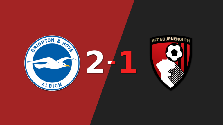 Brighton and Hove logró una victoria como anfitrión por 2 a 1 frente a Bournemouth