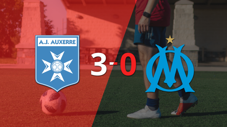 Doblete de Jubal en la goleada de Auxerre frente a Olympique de Marsella