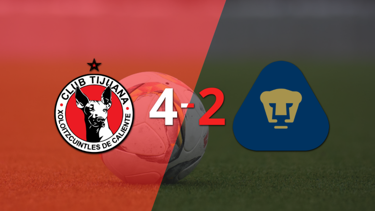 Contundente 4-2 de Tijuana sobre Pumas UNAM