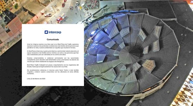 Intercorp se pronuncia tras caída de techo en Real Plaza Trujillo