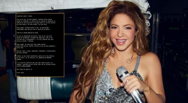 Shakira conmueve tras emotivo mensaje que dedicó a sus fans horas antes de arrancar su gira