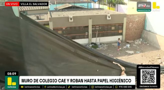 Muro de colegio se cae y se roban hasta papel higiénico en Villa El Salvador