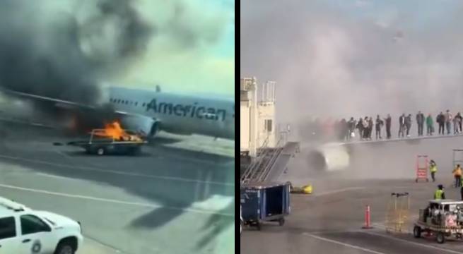 Avión se incendia en aeropuerto con pasajeros a bordo [Video]