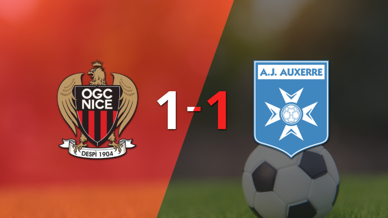 Con un gol agónico, Florian Ayé sentenció el empate entre Auxerre y Nice