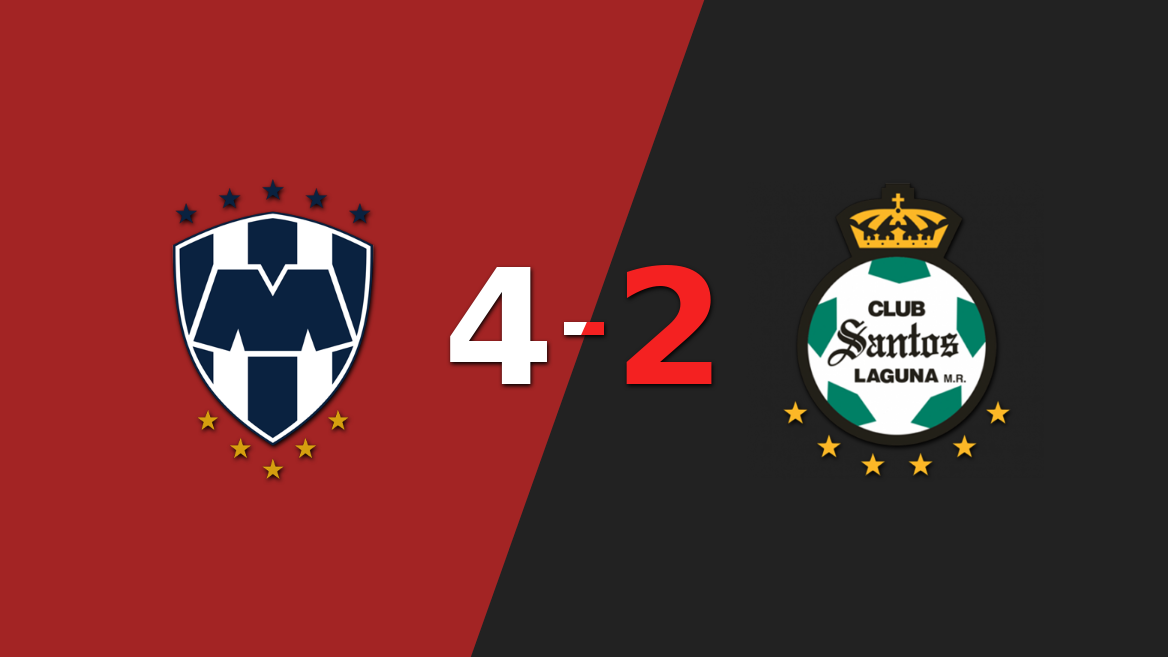 En un partido intenso, CF Monterrey le ganó a Santos Laguna por 4 a 2