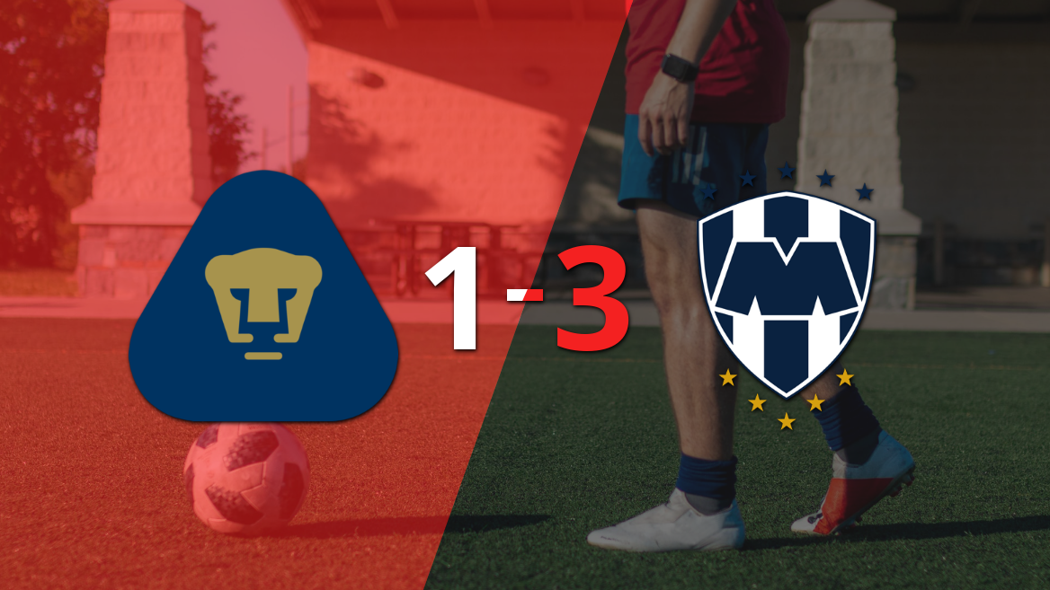 Con una actuación sobresaliente, CF Monterrey aseguró una victoria por 3 a 1 contra Pumas UNAM