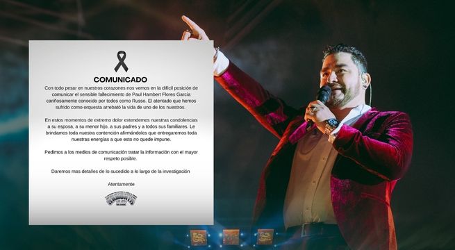 Armonía 10 lanza comunicado tras el asesinato a cantante Paul Flores | FOTO