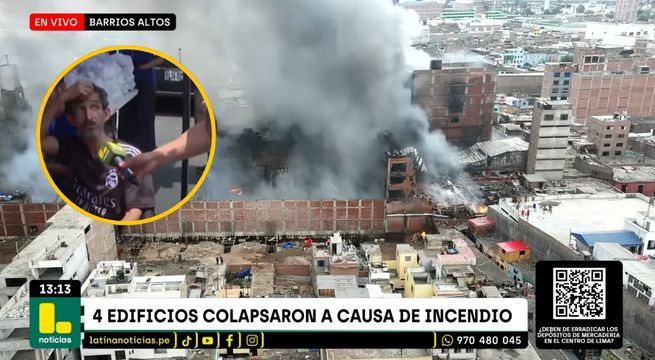 Damnificados por incendio en Barrios Altos duermen en la calle por temor a que fuego alcance sus casas