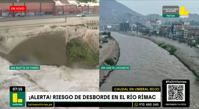 Alerta por posible desborde del río Rímac: caudal sigue aumentando en los últimos días