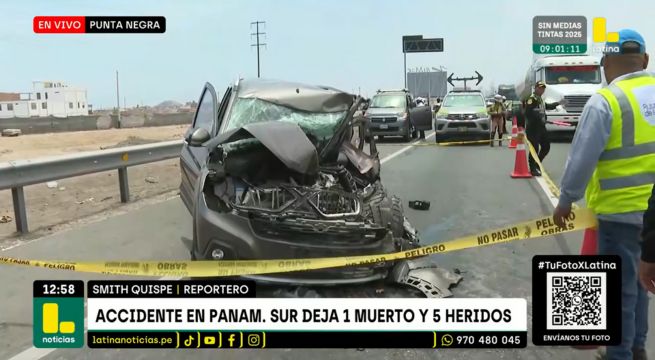 Fatídico accidente múltiple deja 1 muerto y 5 heridos en plena Panamericana Sur